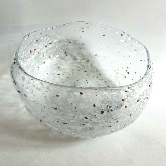 Large Vintage Handblown Speckled Art Glass Bowl - Picture 6 of 11